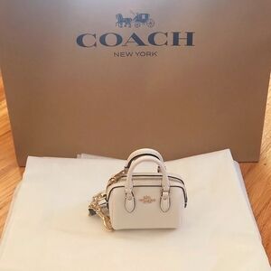 NWT Coach Mini Rowan Satchel Bag Charm -Chalk- !